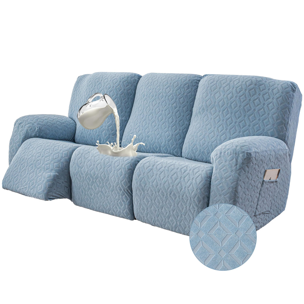 Gennia Waterproof Recliner Sofa Cover, 3 Seat Couch Cover, Light Blue
