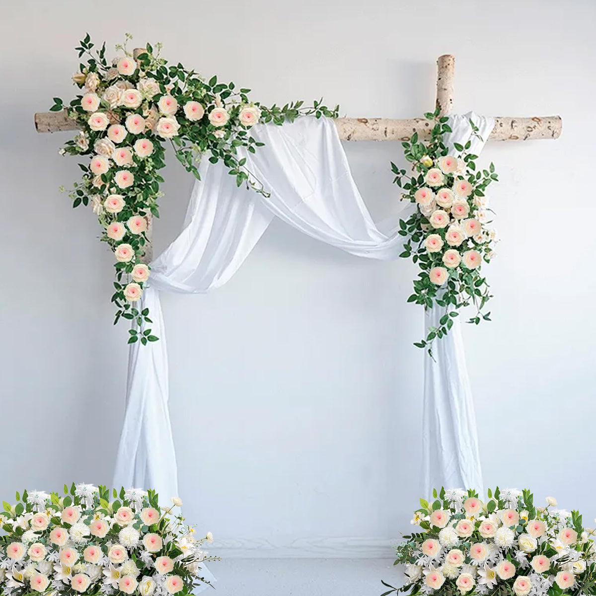 Rose Artificial Flowers, 50Pcs Green Roses Head Flowers Bulk with Stem