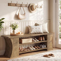 63" Entryway Bench with Shoe Storage, Farmhouse End of Bed Bench