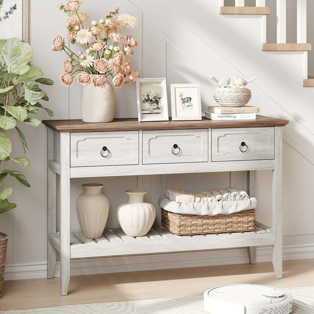 47.2" Farmhouse Console Table with 2 Drawers, Entryway Sofa Table