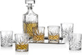 Dublin Whiskey Bar Set - Includes Whisky Decanter, 6 Old Fashioned Tumbler Glasses and Mirrored Display Tray - Set of 8