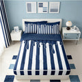 Dark Blue Striped Zipper Bedding Stripe Drip Zip Up Bedding Set for Adults Couples, Neutral Modern Abstract