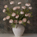 27" Faux Silk Peony Artificial Flowers Stems for Vase (Beige) - Set of 6