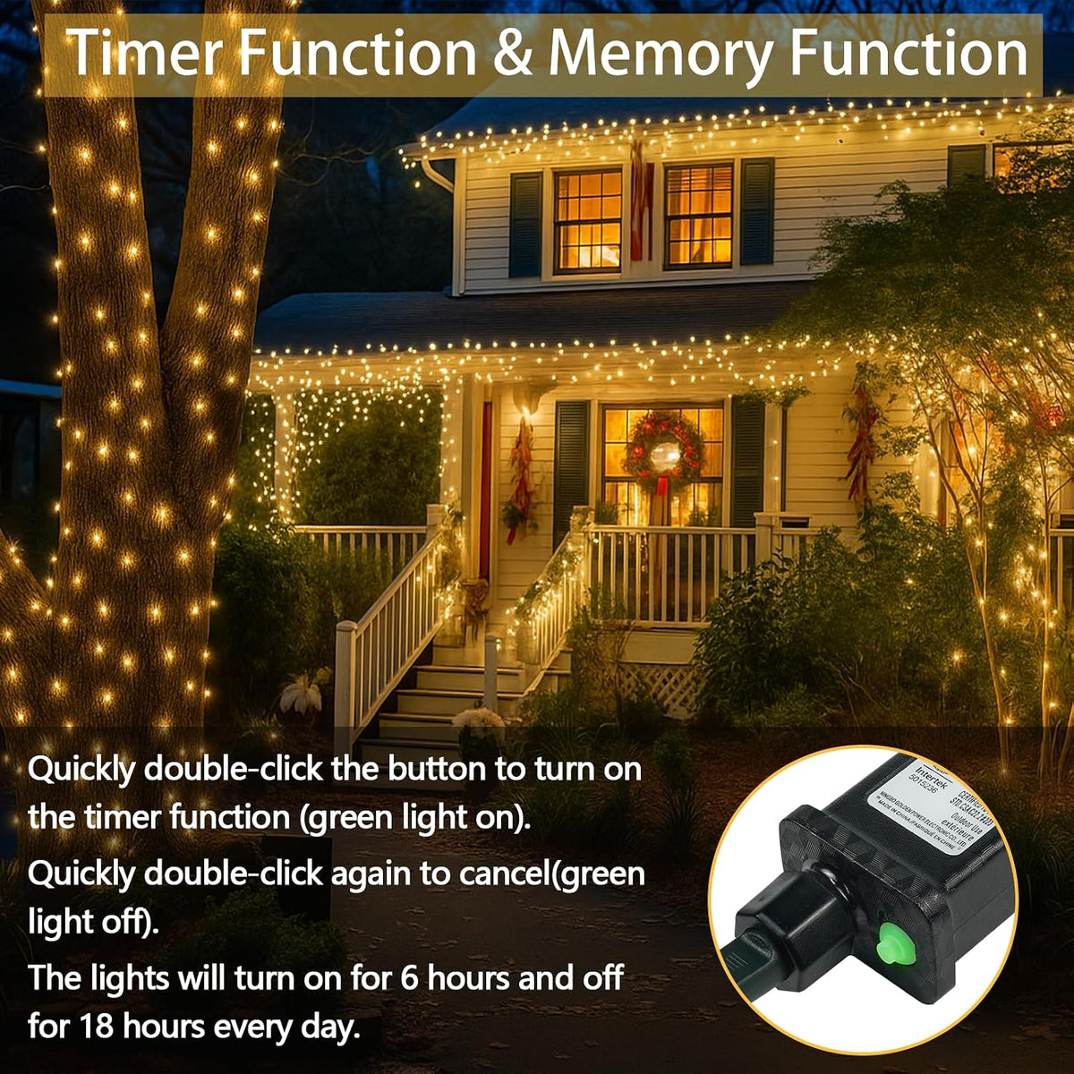 2-Pack 66FT 200 LED String Lights Indoor Outdoor Waterproof, Christmas Lights on Clear Wire, 13 Modes Twinkle Fairy