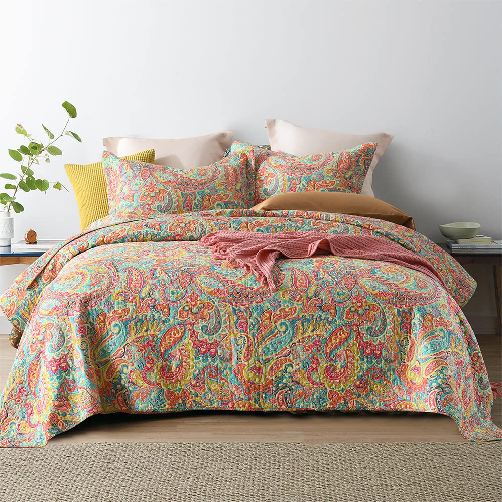 Paisley Quilt Sets, Soft Cotton Bedspread with 2 Shams