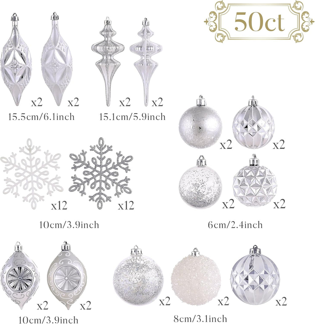 50ct Christmas Tree Decorations Ball Ornaments Set