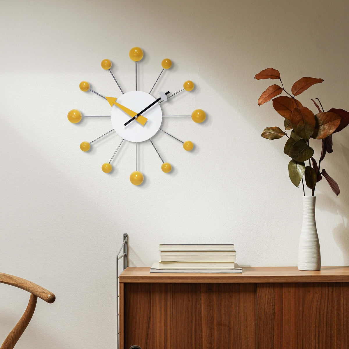 Inspired Nelson Style LTD. Orb Spoke Starburst Wall Clock, Saffron, 15"