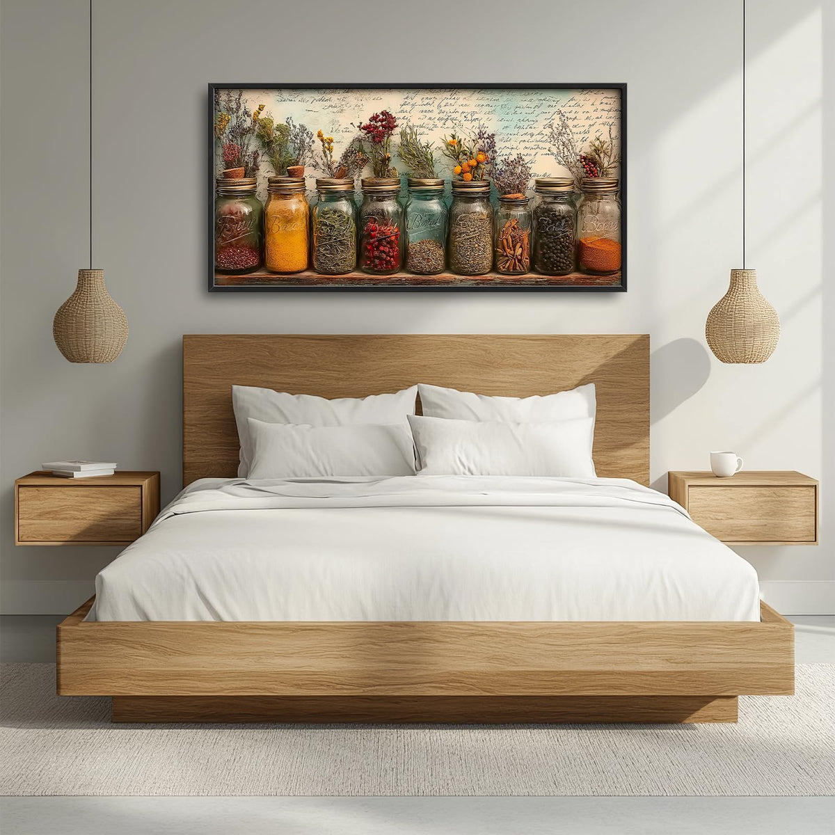 Kitchen Wall Art Spices Herbs Food Wall Decor Large Size Dining Room Canvas Painting Pictures Prints Framed Home