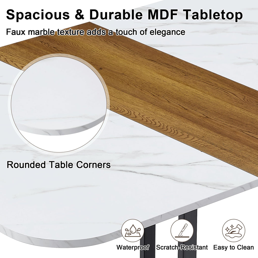 Dining Table Set for 8, 79" Large Dining Room Table Set for 8, Modern Farmhouse Kitchen Table Set for 8, Space Saving