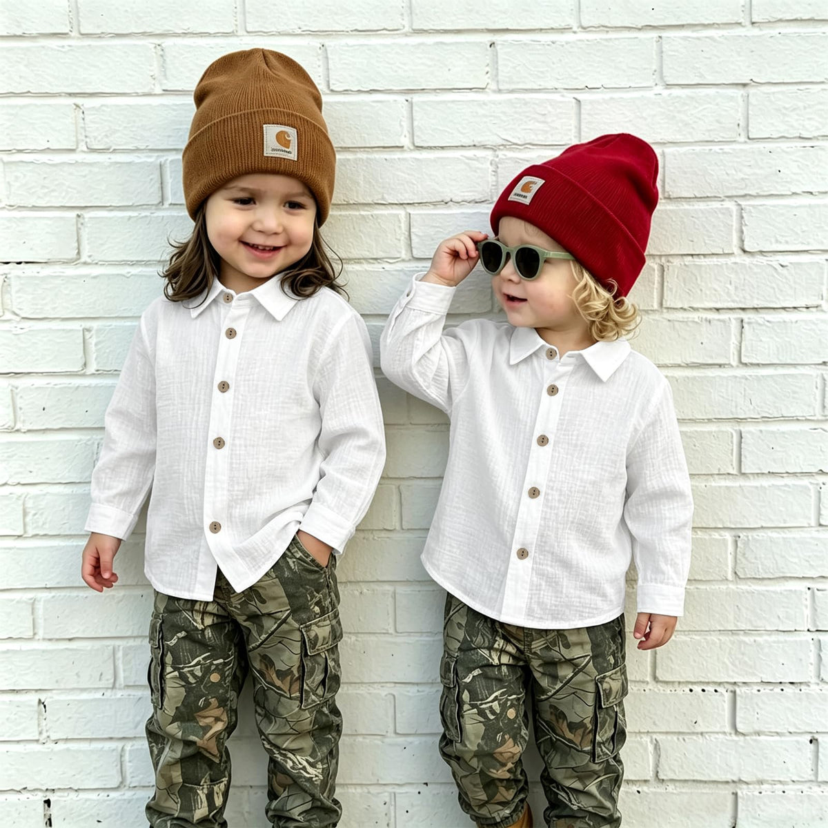 Kid Toddler Boys Linen Shirts Button Down Dress Long Sleeve T-Shirt