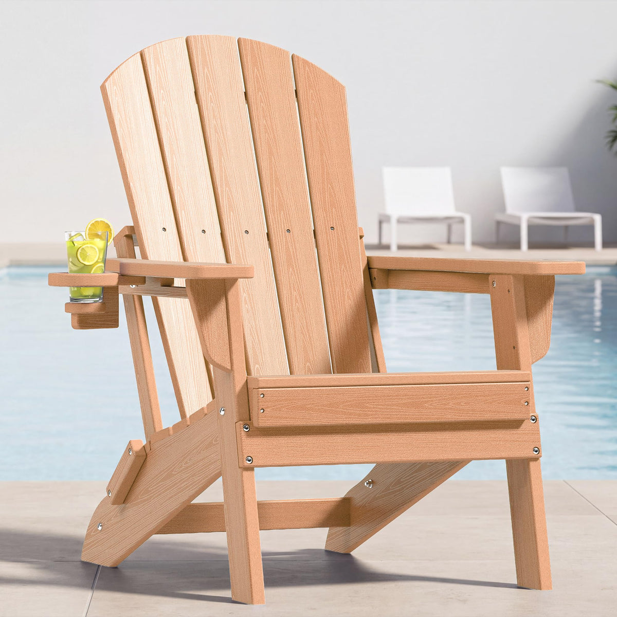 Upgrade Folding Adirondack Chair, Durable Outdoor Chair, Teak