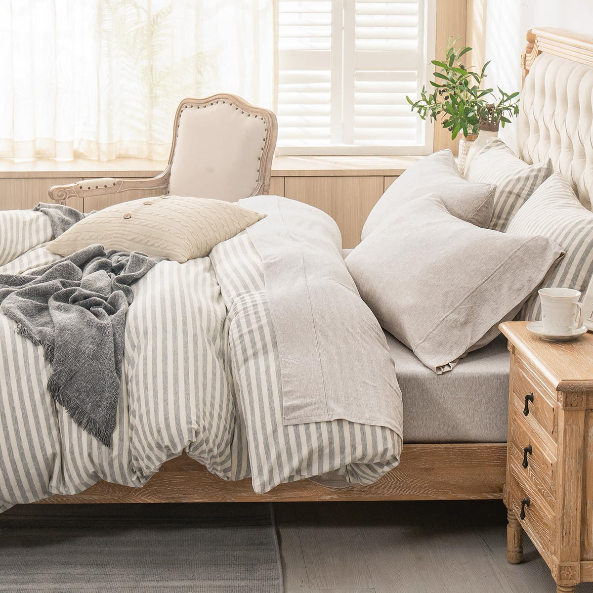 Jersey Knit Sheet Set Heather Beige
