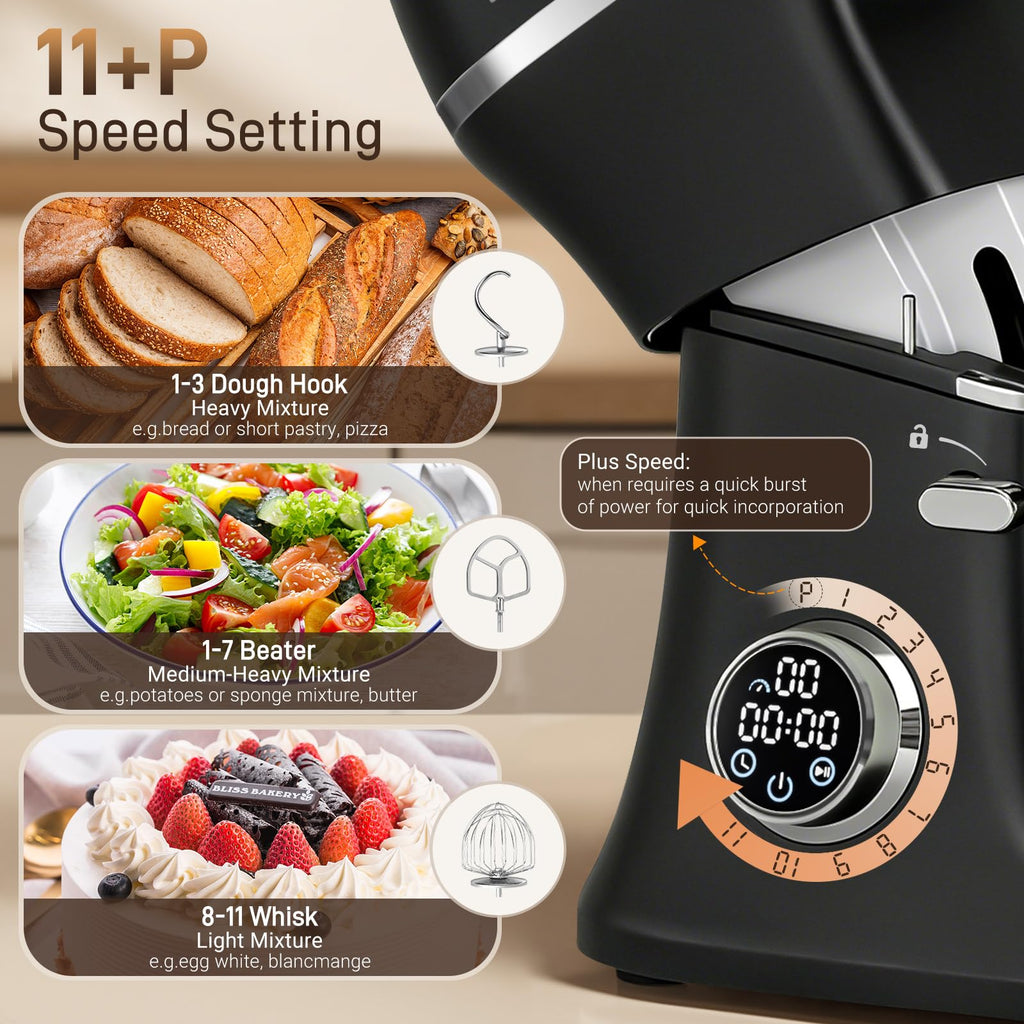 7 Quart Stand Mixer Aluminum Die Casting, 650W 12 Speed Tilt-Head Kitchen Electric Stand Mixer, Household Food Mixer