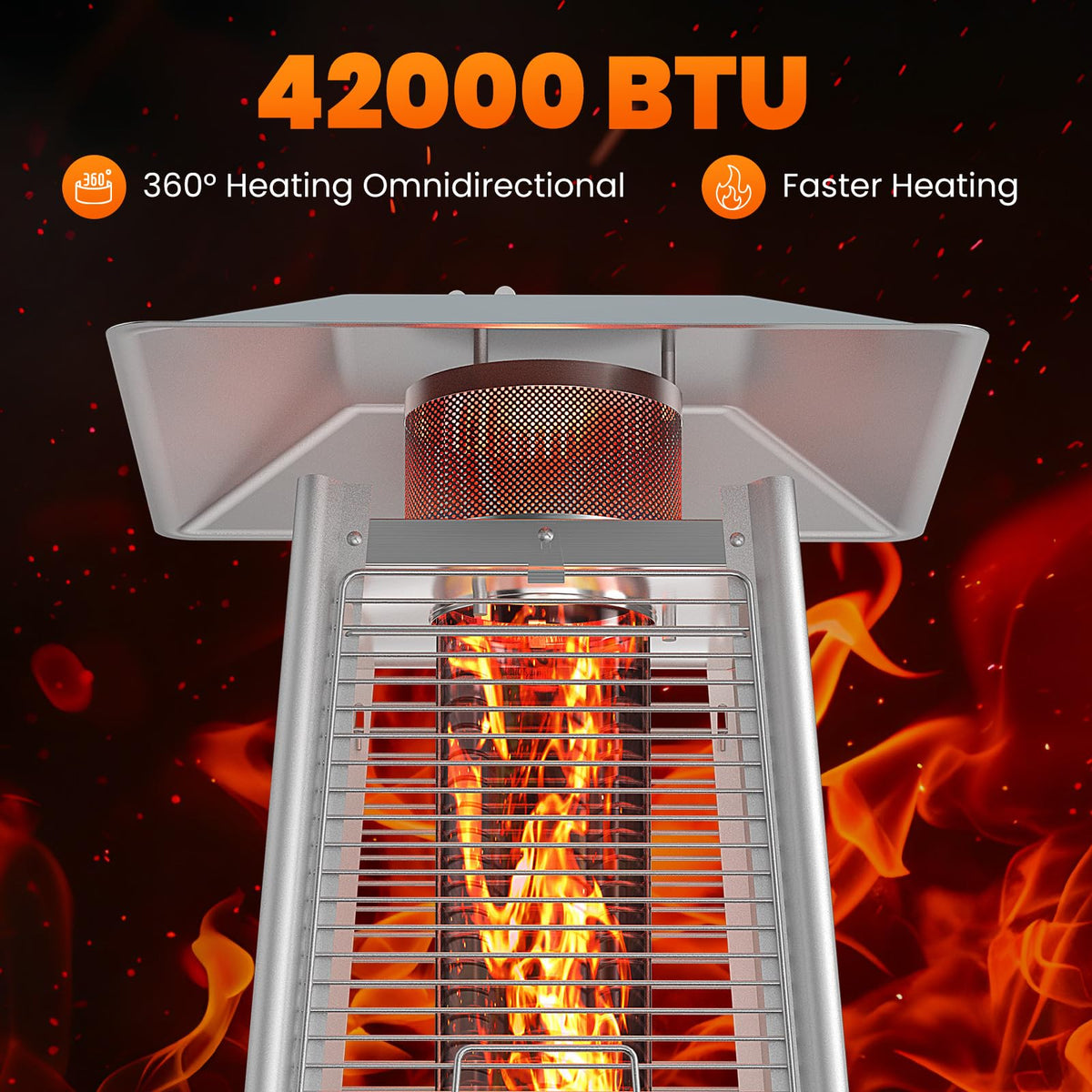 BTU Pyramid Patio Heater, Portable Outdoor Heater with Wheels