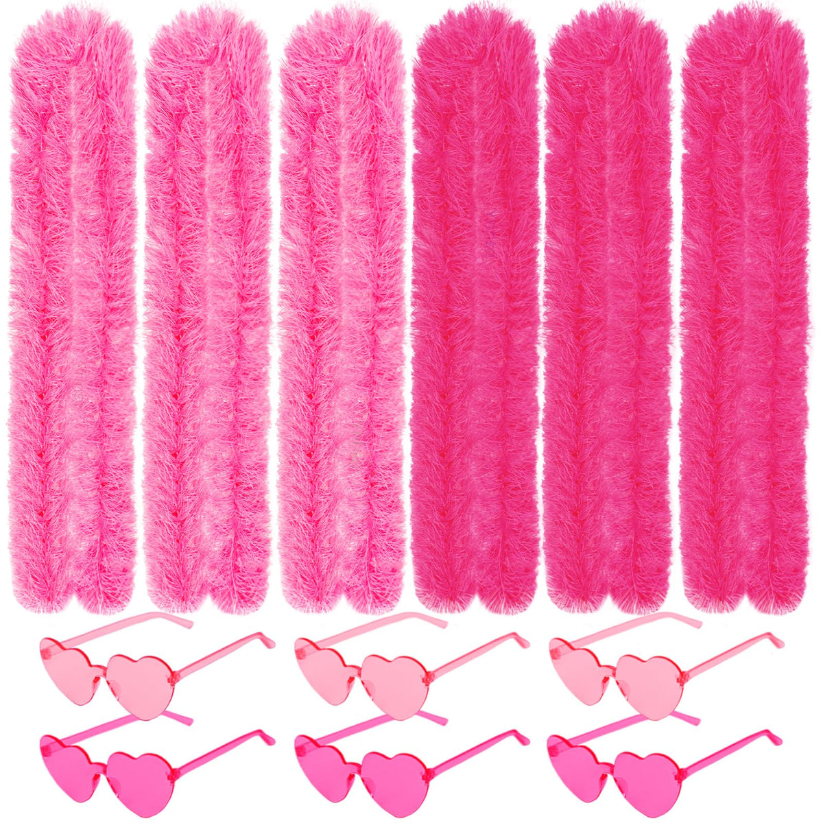 Feather Boas Party Pack (2m/6.6ft) pink feather boa Heart Sunglasses