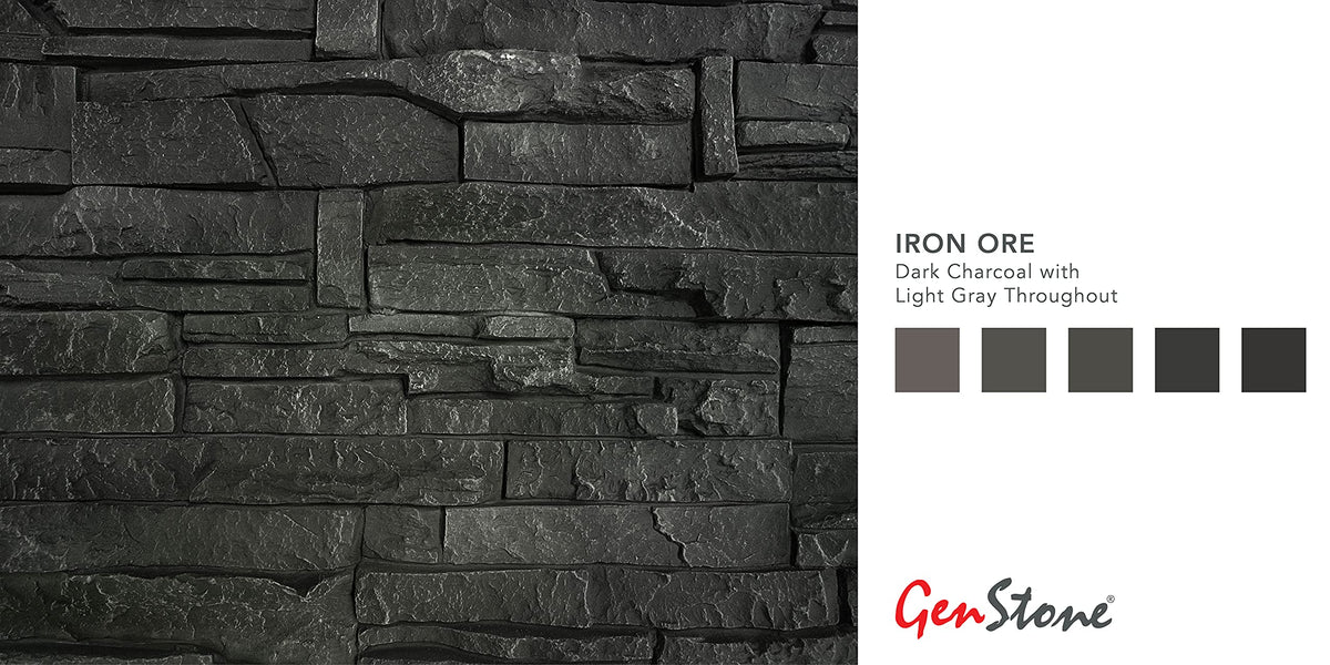 Faux Stacked Stone Ledger 42" x 2" x 3.5" in Iron Ore Color for Do It Yourself Friendly Home Improvement Projects