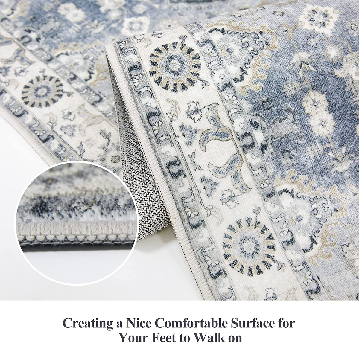 Non Slip Runners s, Washable, Long Ultra Soft Kitchen Runner Rug, Non Shedding for Accent Farmhouse (Grey, 2 X 12)