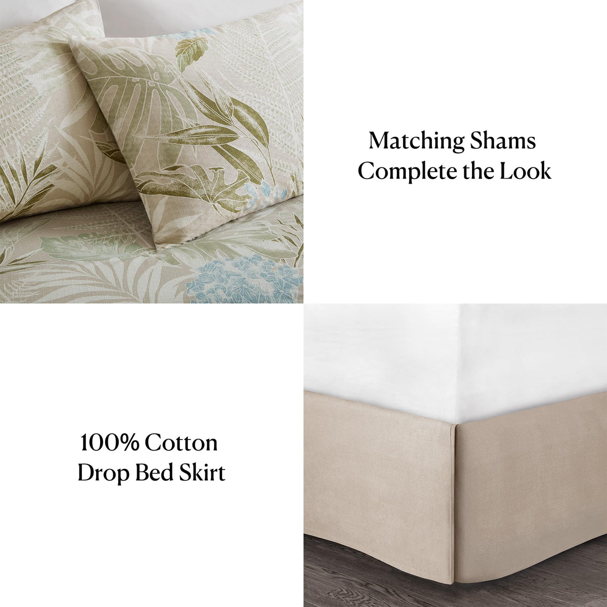 Comforter Set, Tropical Palm Print, Soft Cotton Oversized Comforter for a -Size Bed, Coastal