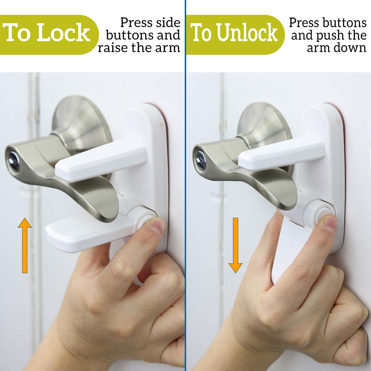 Lever Lock (3 Pack) Prevents Toddlers from Opening Doors. 3.25" L * 1.5" W * 4.5" H Easy One Hand Operation for