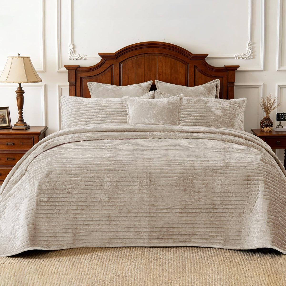 Bedspread 120x120 Striped Soft Velvet Quilt Set