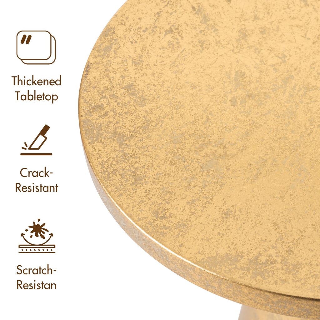 Inspired Saarinen Style Gold Round Pedestal, Modern Side Table for Couch & Sofa, Small Metal Drink Stand Accent Tables & Small Spaces