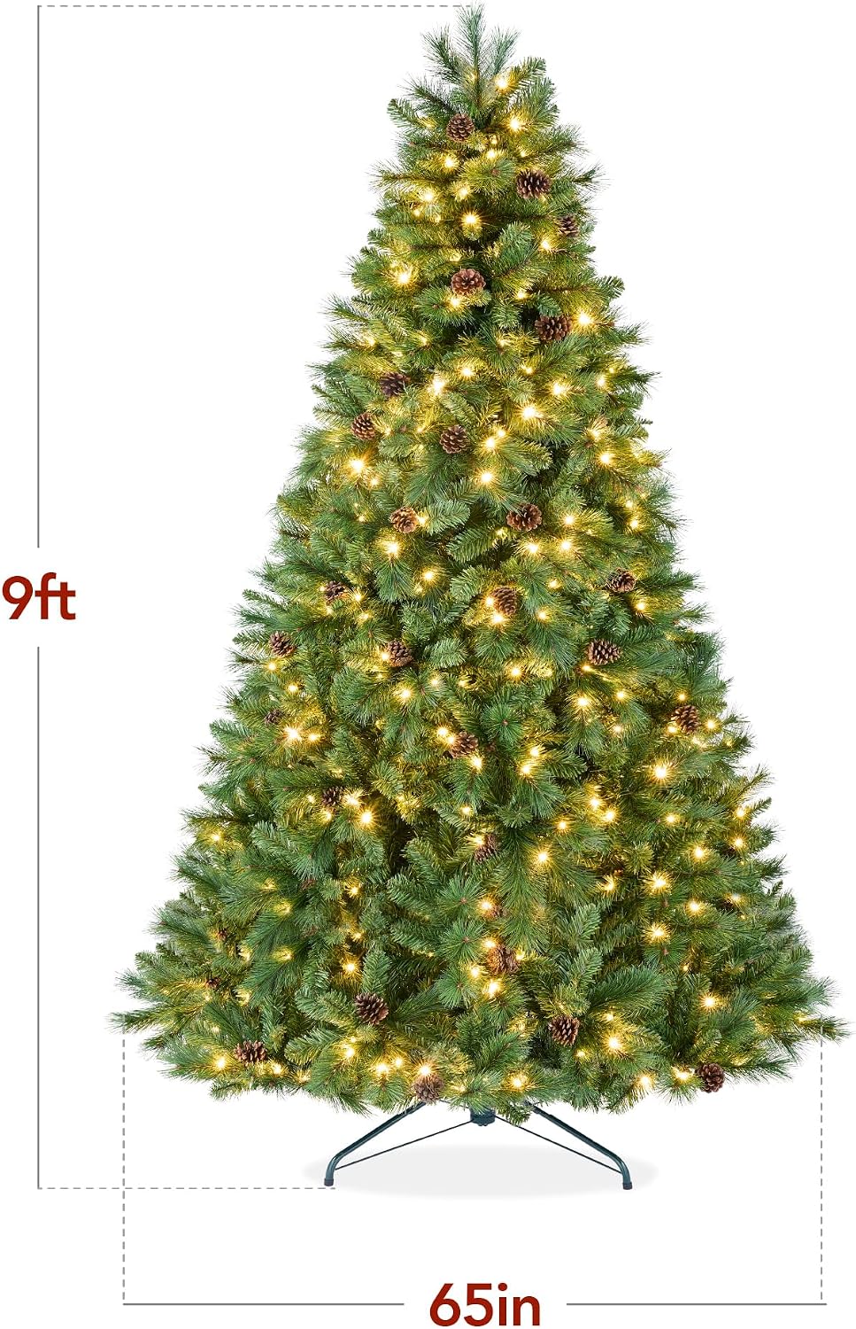 Pre-Lit Scotch Pine Christmas Tree, 4.5 to 12 ft, Premium Pre-Decorated Artificial Holiday Decor, 2-in-1 White and Multicolor Lights