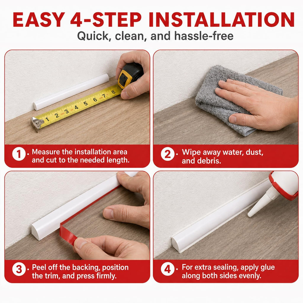 0.25" x 0.25" Mini Quarter Round Molding,10FT Self Adhesive Flexible Trim for Small Gaps, Countertop Wall Seam