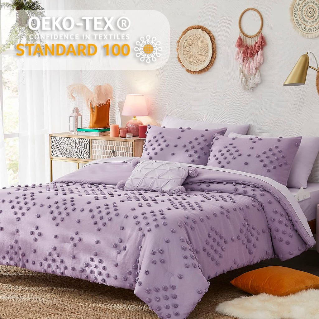Comforter Set - 7 Pieces Pom Tufted Bed in a Bag Bedding Set
