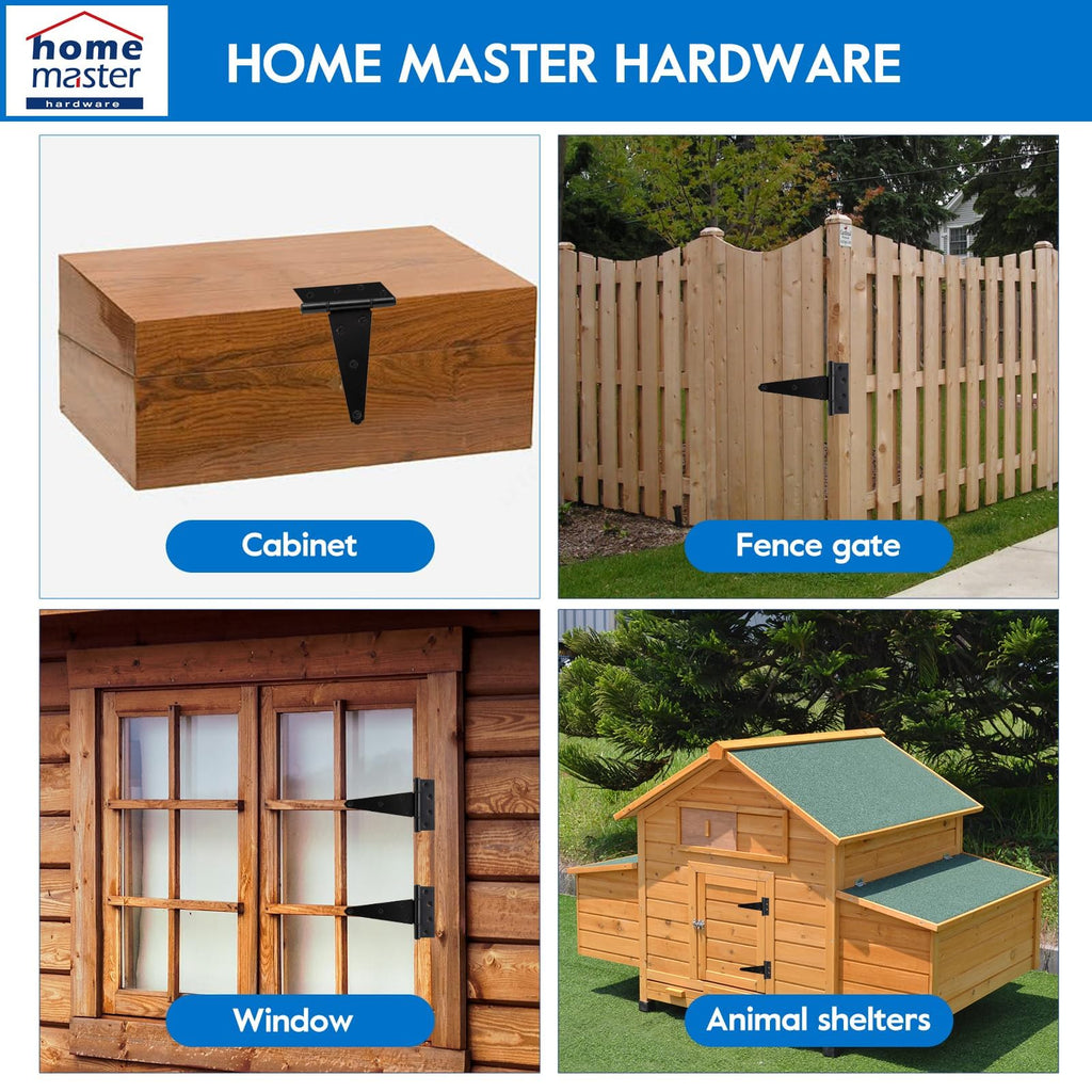 6" Heavy Duty Gate Hinges, 6 Pack T Strap Hinges