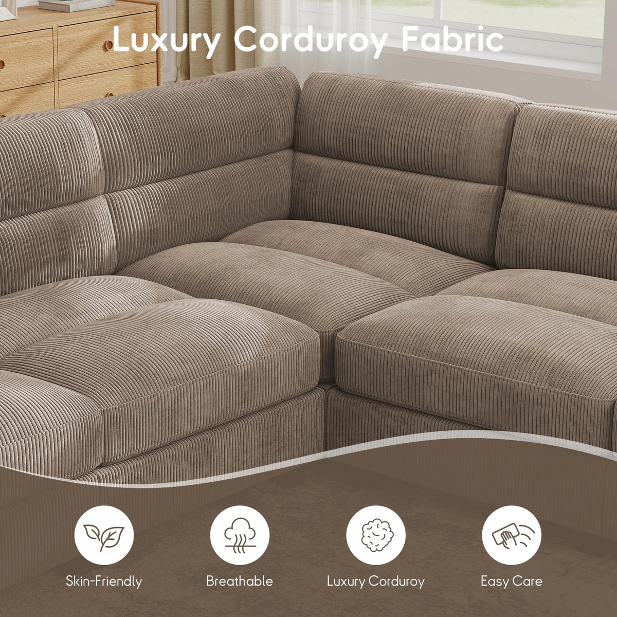 Modular Sectional couches, L Shaped Sofa, Brown