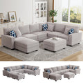 Oversized Modular Sectional Sofa, U/L‐Shaped Reversible Couch with Ottoman, Deep Seat Plush Polyester Sofa
