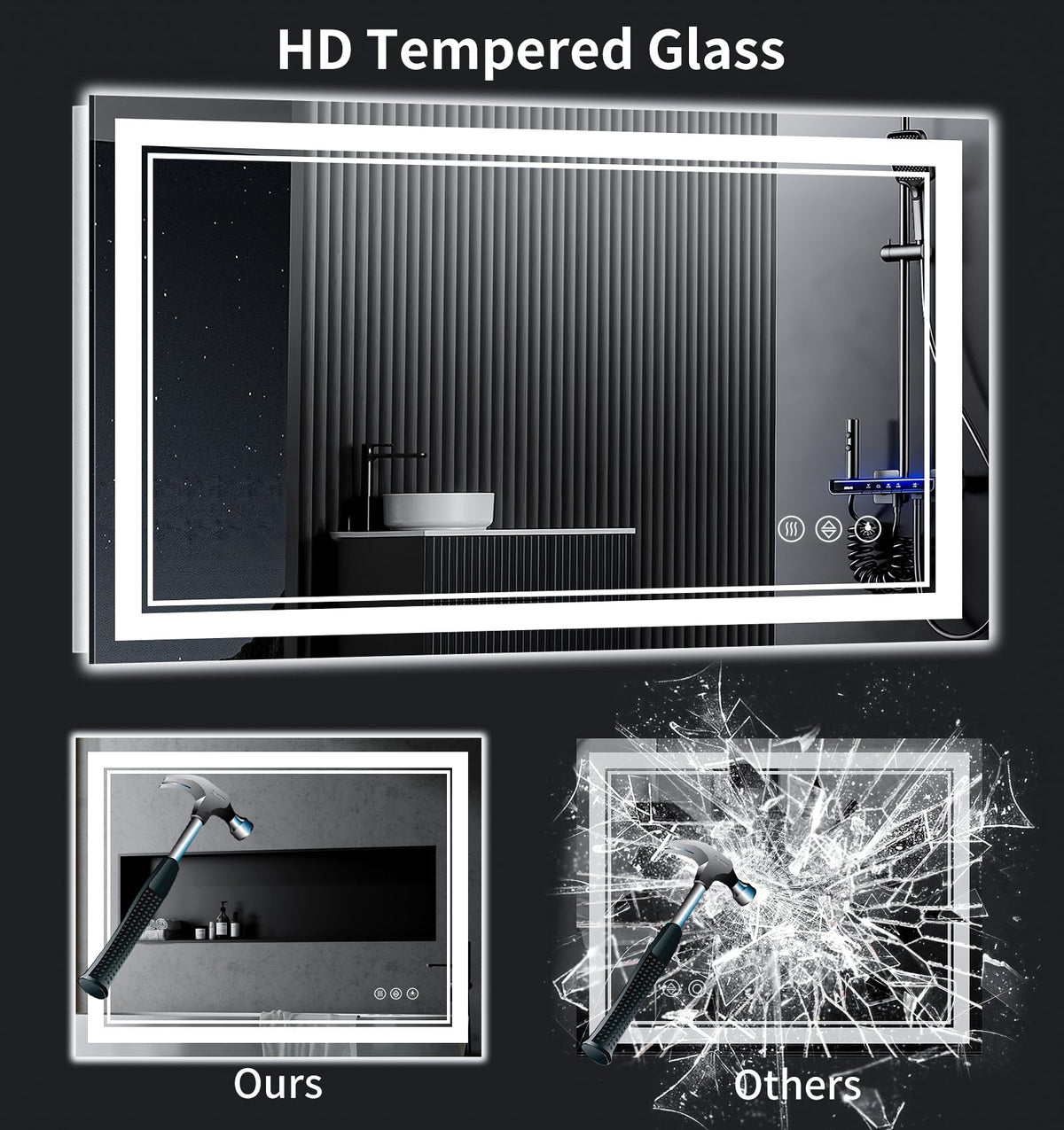 42"x24" LED Bathroom Mirror with Lights,Anti-Fog,3 Color Modes