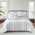 Quilt, 100% Cotton Quilt Bedding Set, Reversible Boho Striped Bedspreads Lightweight Comforter
