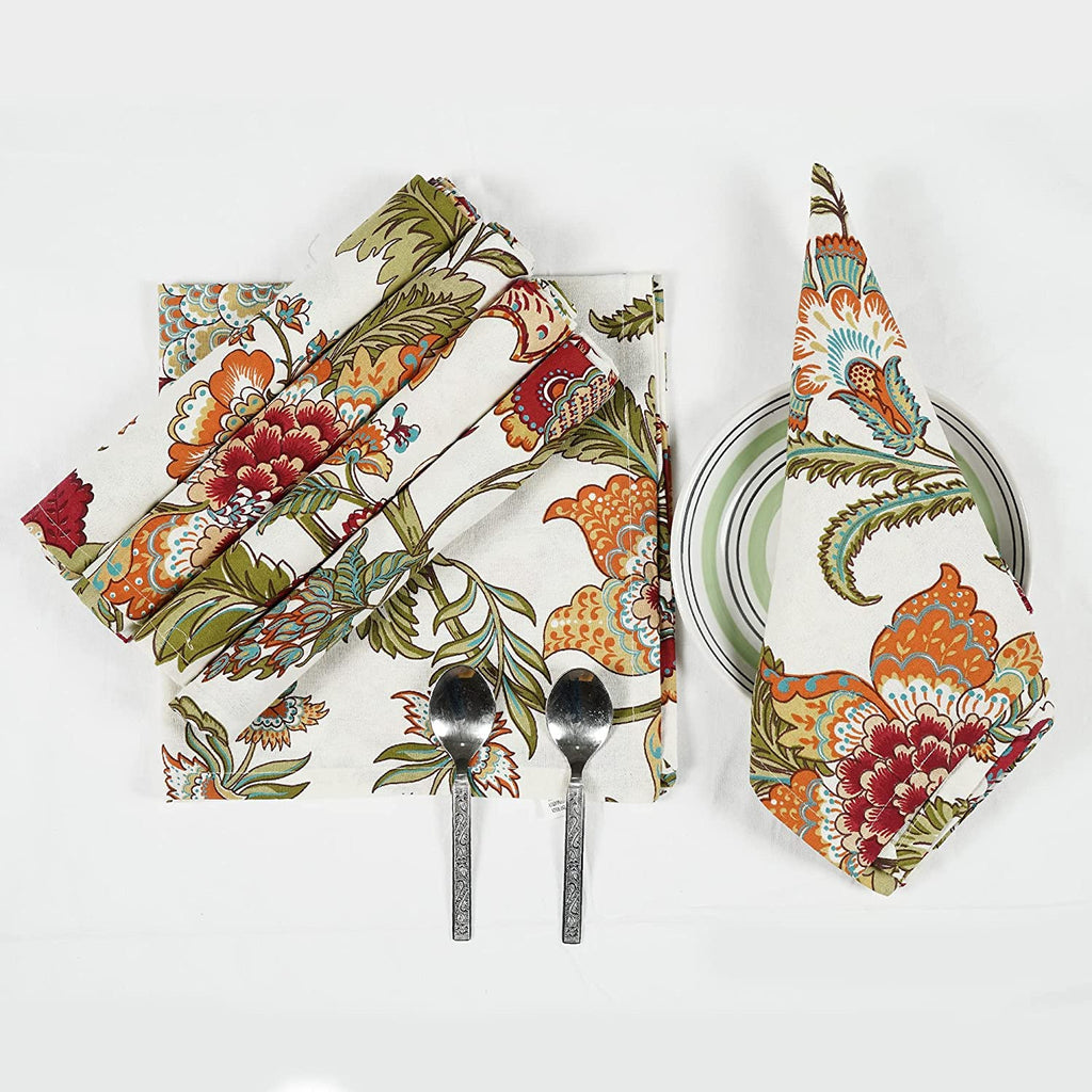 Napkins Fall Printed Cotton Cloth Napkin Reusable Boho Dinner Napkin Set Washable Dish Napkin for Gifts, Home Decor