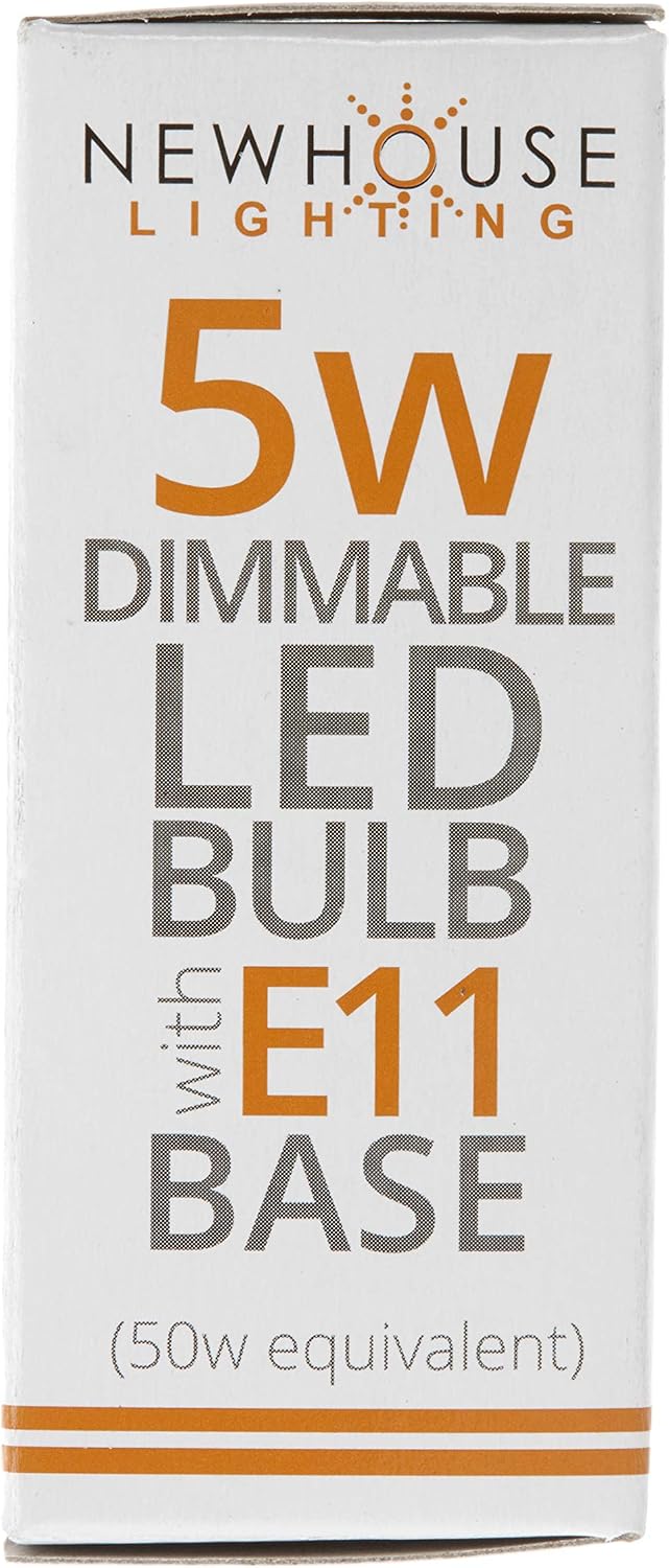 5W (60W Equiv.) E11 Base LED Halogen Replacement Bulb, Mini-Candelabra, 120V, 3000K, 450 Lumens, Dimmable, 4-Pack