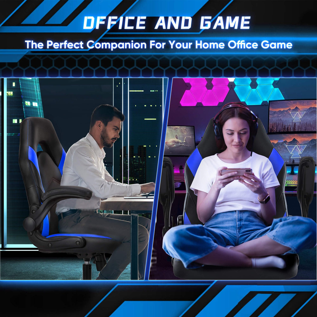 Computer Gaming Chair, Video Gamer Chairs, Comfy Lumbar Support