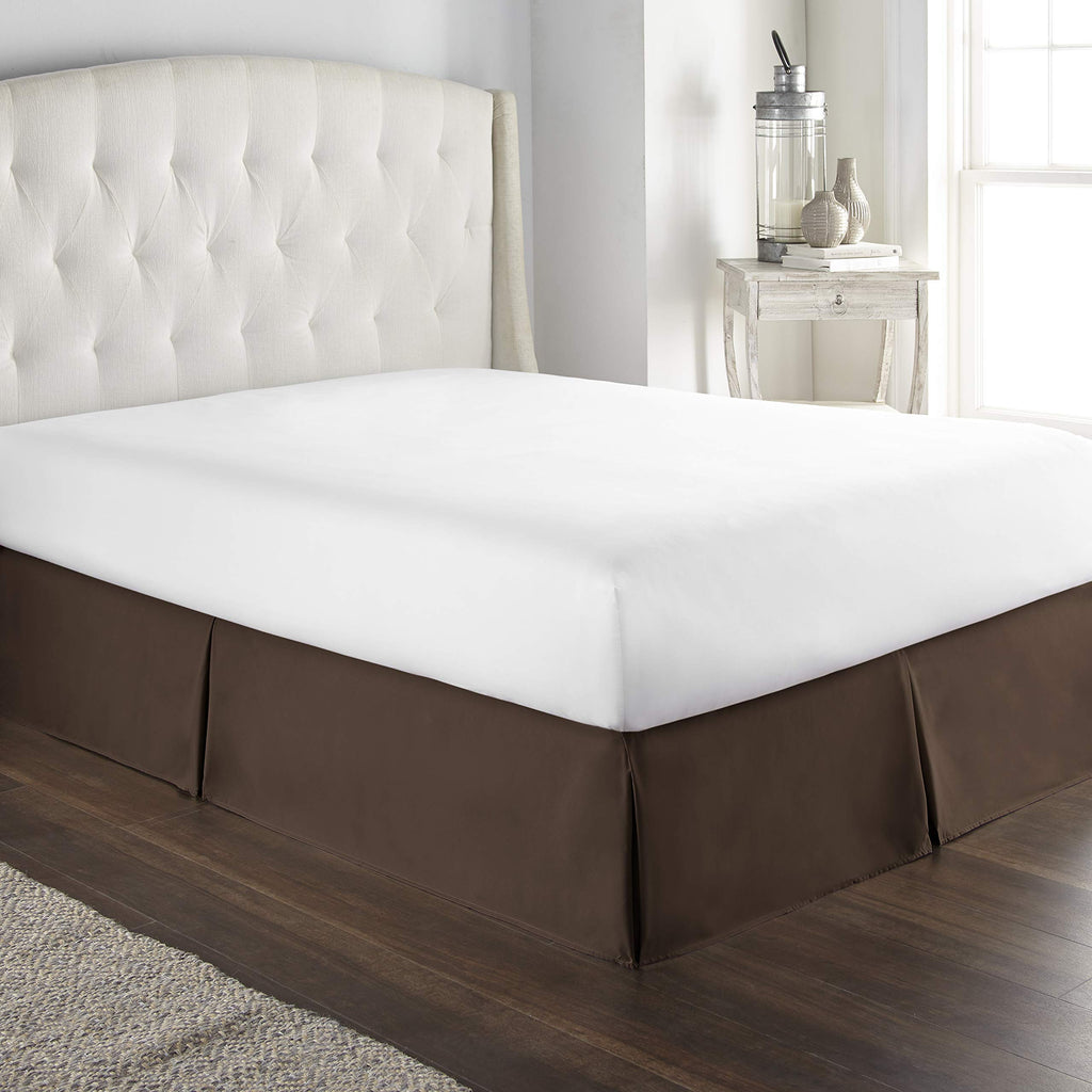 100% Cotton 800 Thread Count Box Pleated Bed Skirt - Luxury Pleated Dust Ruffle, Hotel Quality Modern Bed Skirt, Easy
