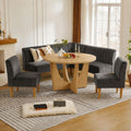 Breakfast Nook Table Set, Farmhouse 5-Piece Round Dining Table Set with Bench Seating, 47" Kitchen Nook Furniture for