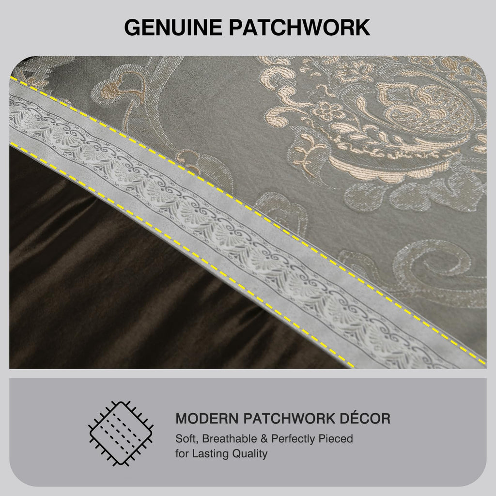7 Piece Comforter Set - Luxury Vintage Damask Jacquard Bed in Bag, All Season Striped Patchwork Thick
