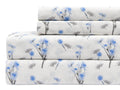 100% Cotton Twin Sheets Set, 3 Piece Percale Bed Sheets (Blue Floral)
