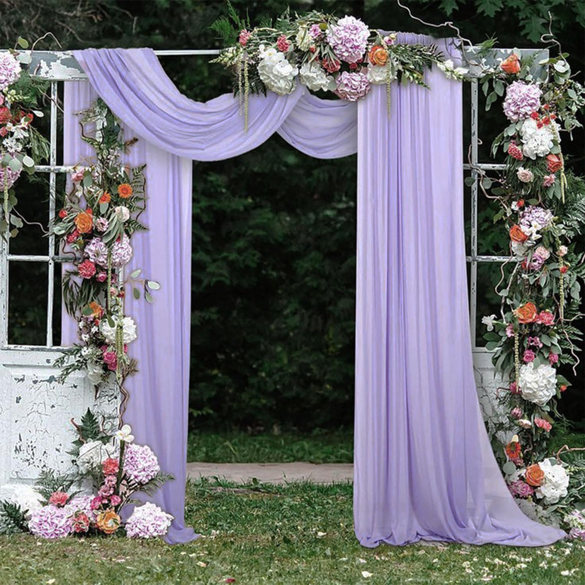 Wedding Arch Draping Fabric 2 Panels 20Ft Length x 28" Width Lilac Arch Drapes Chiffon Fabric Sheer Curtains Backdrop