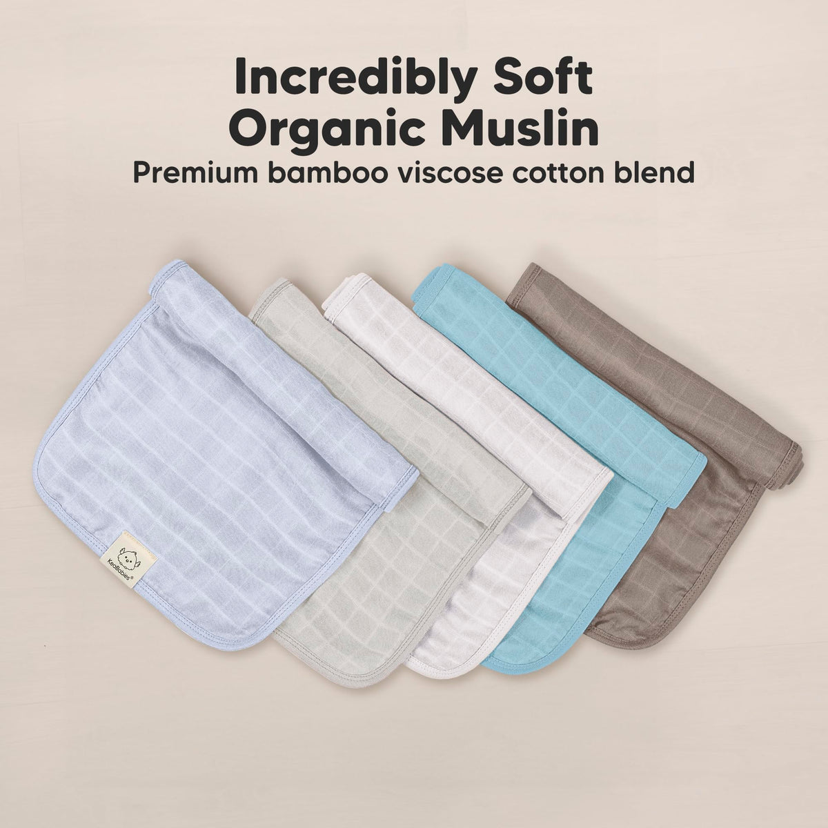Muslin Burp Cloths Baby Boy, Girl, 5-Pack 20x10, Nimbus
