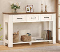 47" Farmhouse Console Table with 3 Drawers, Rustic Entryway Table