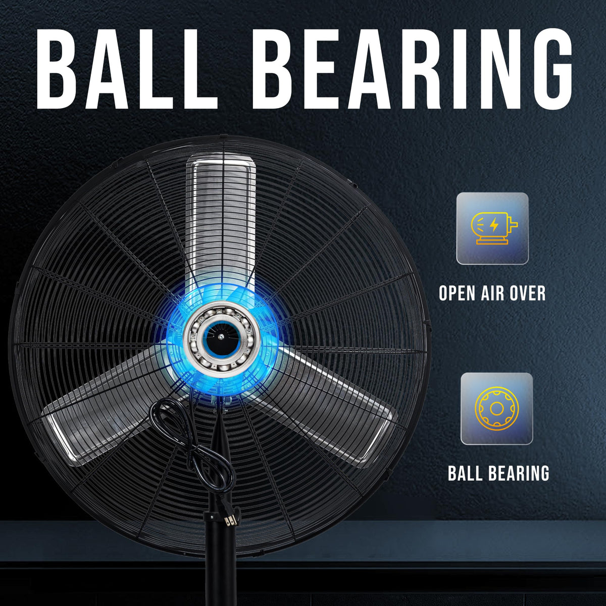 8850 CFM 30" High Velocity Pedestal Fan, Oscillating, 3 Aluminum Blades, Commercial & Industrial Use, UL Listed