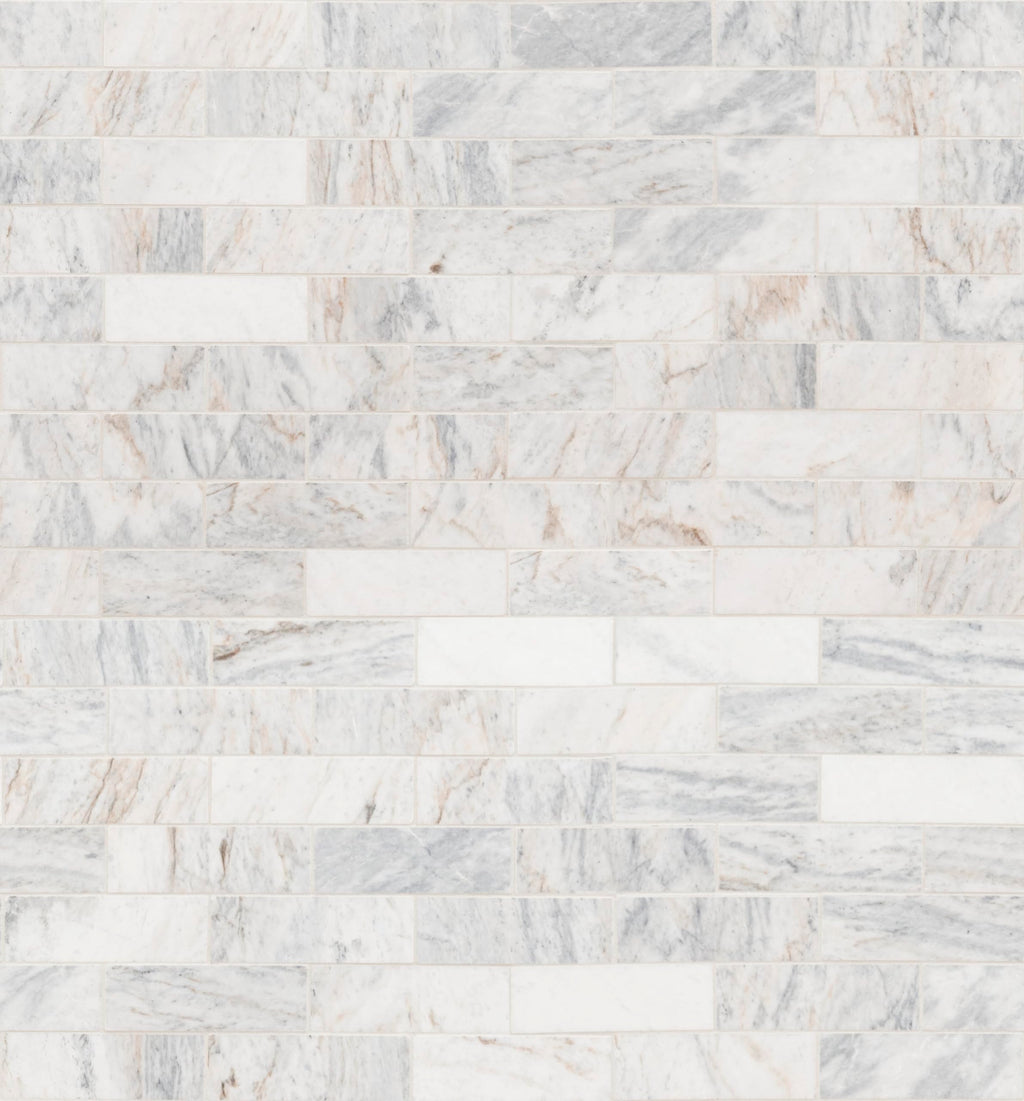 Mesh Mounted Marble Subway Tile | Capri Blue | 11.81" x 11.81"