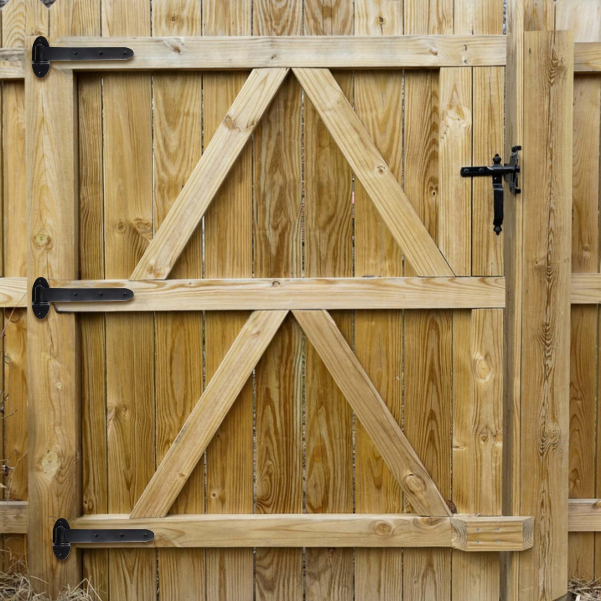 12 inches Strap Gate Hinges, Black Heavy Duty Hinge, T Shaped Lift Off Hinge