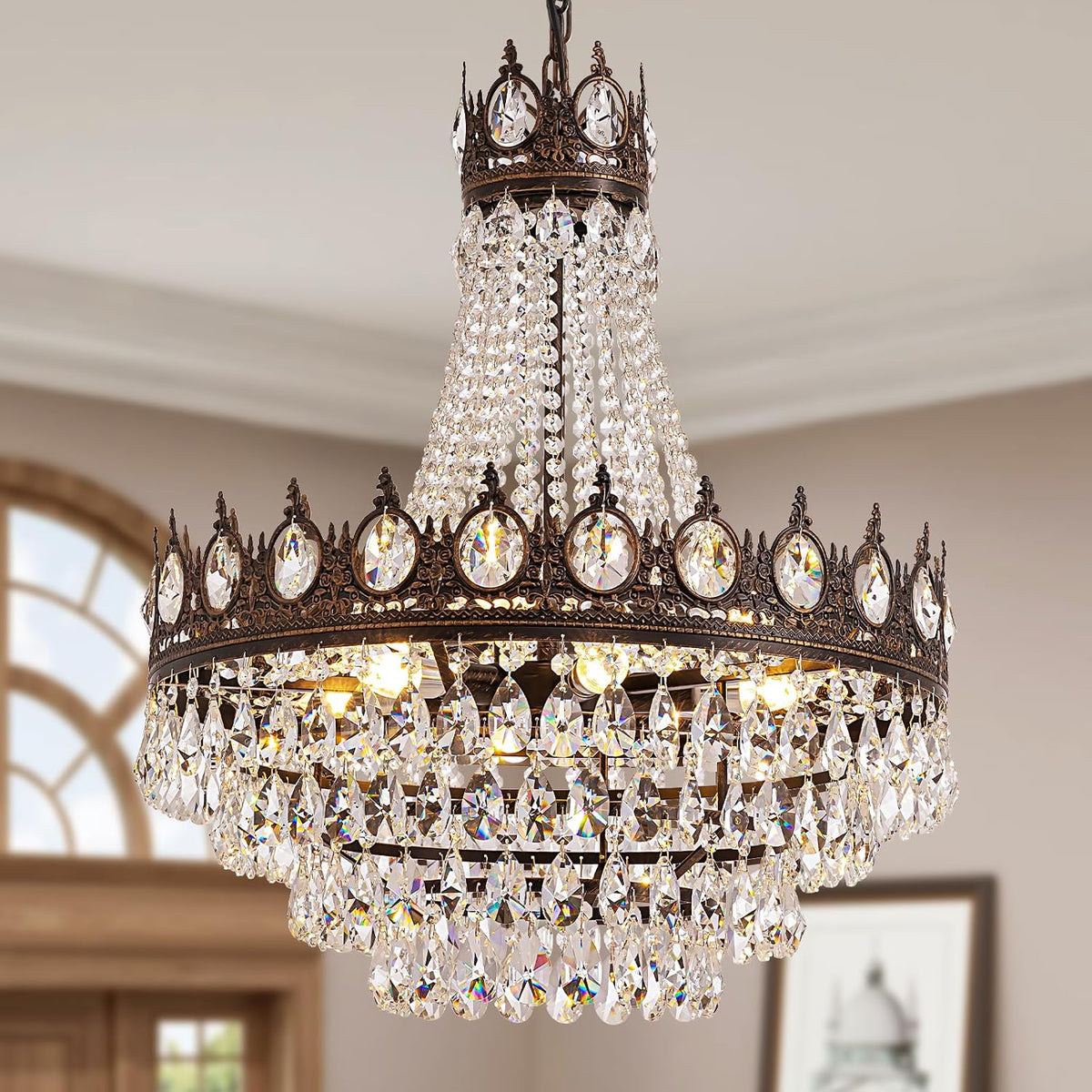 Vintage French Empire Crystal Chandelier for Dining Rooms and Living Areas
