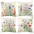 Spring Pillow Covers 20x20 inch Set of 4, Floral Flower Holiday Outdoor Farmhouse Seasonal Decorations for Sofa Couch