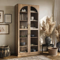 67" Jagger Glass Display Cabinet - Camel | 6-Tier,Wood Curio Cabinet,Adjustable Shelf,Trophy Showcase,Modern,Living