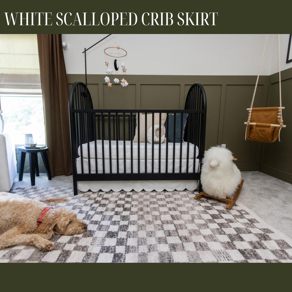 White Crib Skirt Add-On, Crib Bed Skirt, One-Sided 52x28 Inches